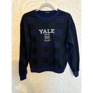 Vintage Style Yale University Logo Sweatshirt - Plaid SMALL